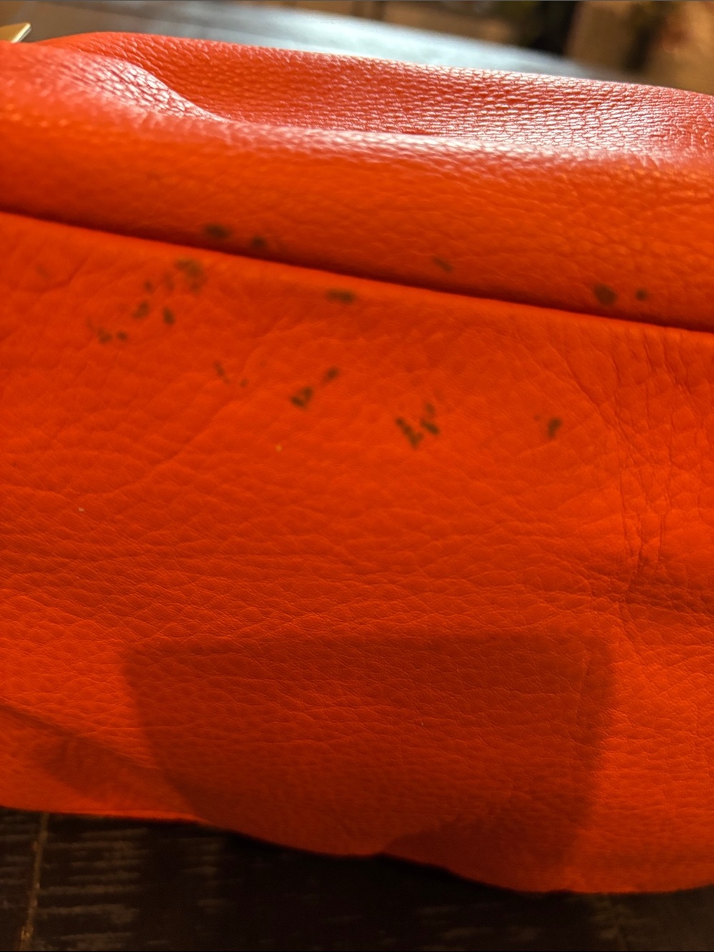 Lauren Ralph Lauren Orange Hobo Pebbled Leather Shoulder Bag Purse - Picture 5 of 14